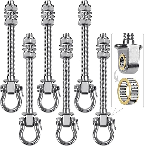 Miniatura 1 de BeneLabel Ganchos de columpio resistentes con rodamientos, juego de 6 accesorios de acero inoxidable 304 para vigas de madera y metal, ideal para