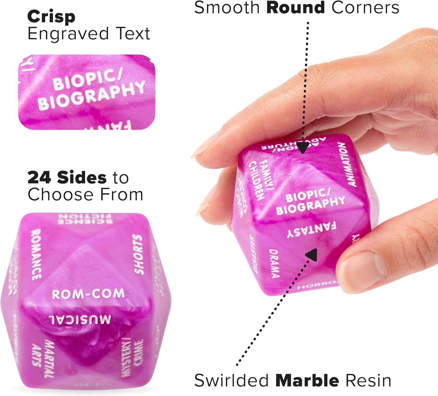 映画サイコロ - 楽しいカップルの映画デートナイトアイデア 2インチx2インチx2インチ 紫色の決定サイコロ