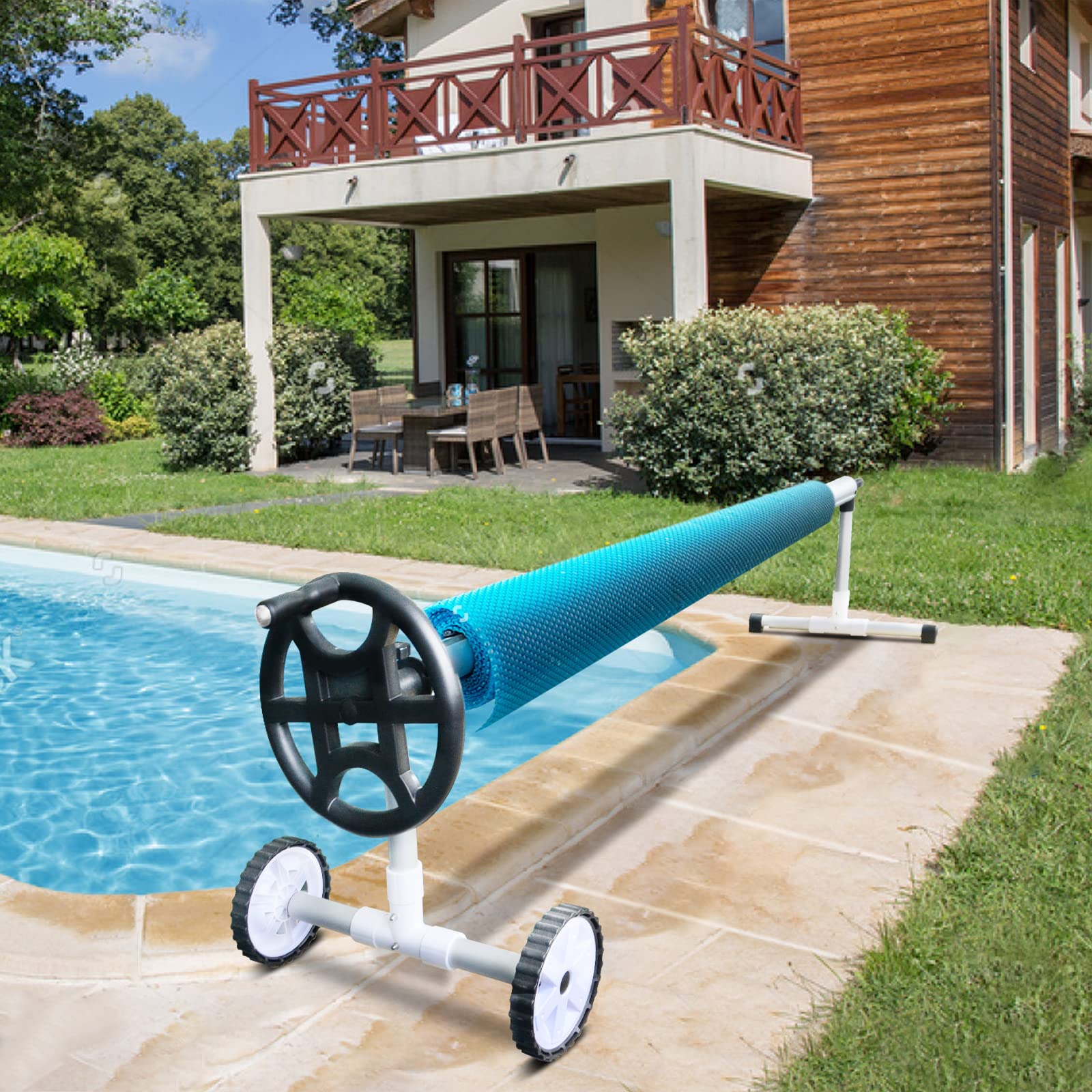 Buy Lesnox 21 FT Pool Solar Cover Reel Set Above Ground Pool, Aluminum