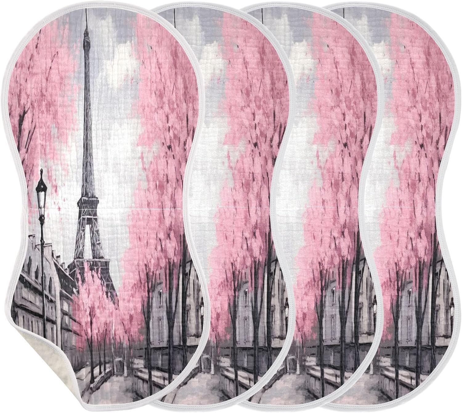 Oil Painting Paris Muslin Baby Burp Cloths Feeding Cloths Face Towel Soft and Absorbent Bibs for Newborn Boys Girl- 4 Pack