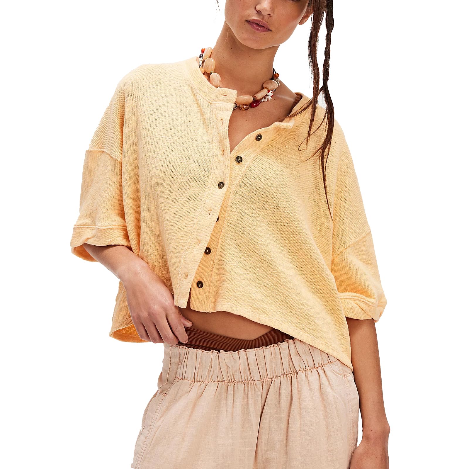Short Sleeve Cardigans for Women Cropped Lightweight Caredigan Sweaters Button-Down Y2k Knitted Cardi Tee Knitwear