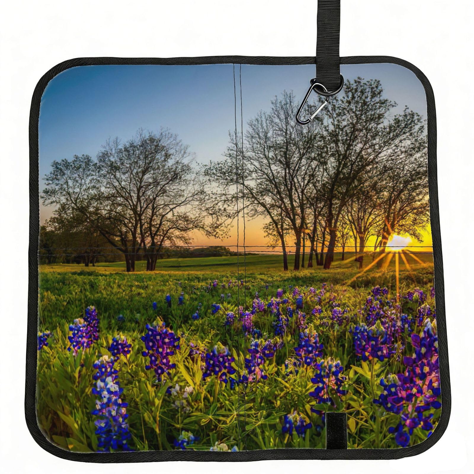 bghdfa Lavender Meadow At Sunset Spring Print Outdoor Sitting Mat Waterproof Oxford Cloth Seat Cushion Folding Foam Camping Seat For Picnic