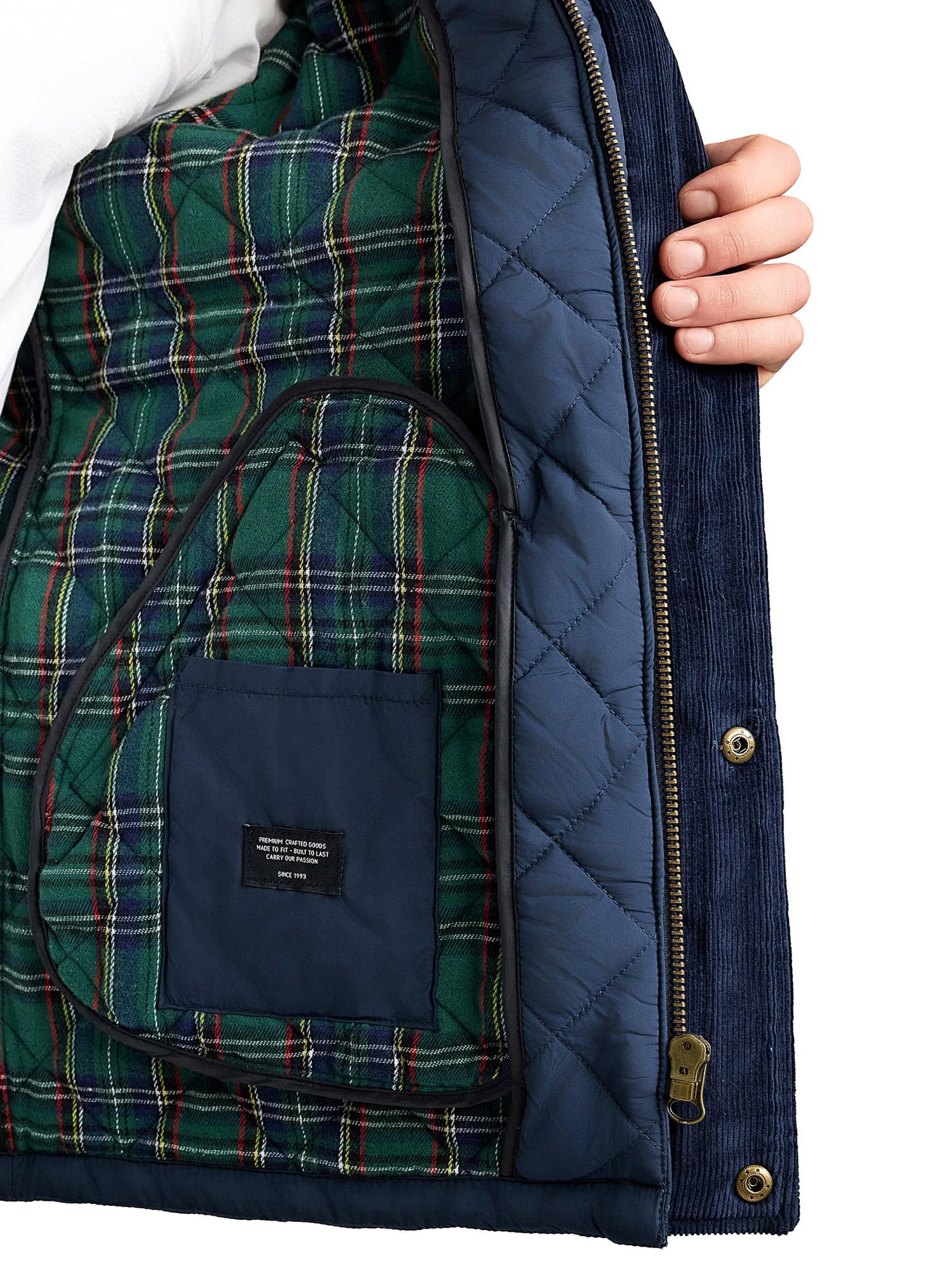 Indicode Hombres INAldos Jacket | Chaqueta acolchada con cuello de pana y acolchado en rombos