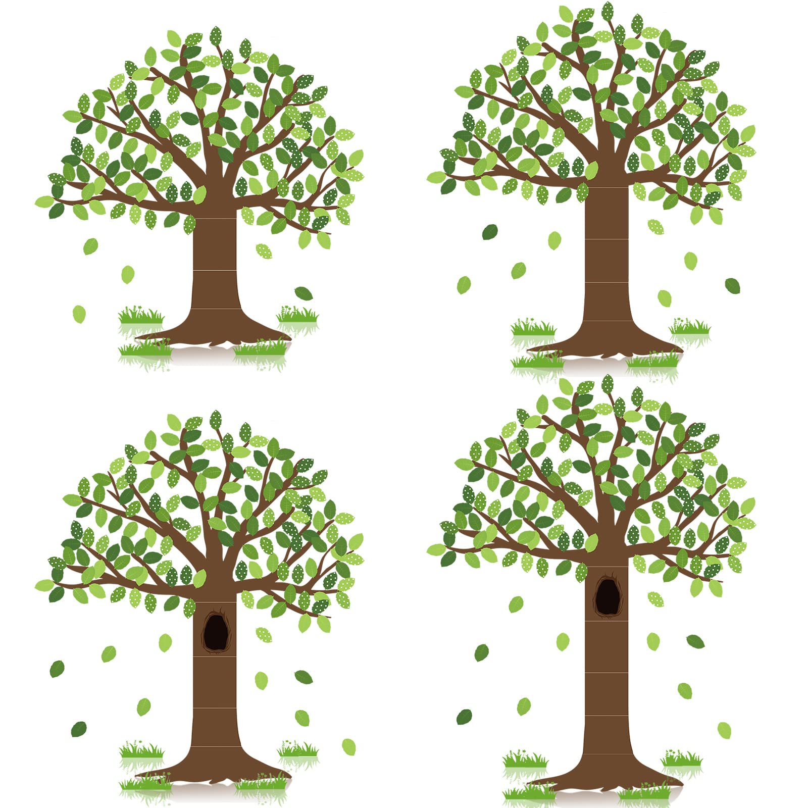 156 Pcs Classroom Tree Bulletin Board Set Woodland Whimsy Spring Summer Seasonal Trees Bulletin Board Tree Green Leaves Cutout for Chalkboard Wall Teacher Classroom Home Decoration