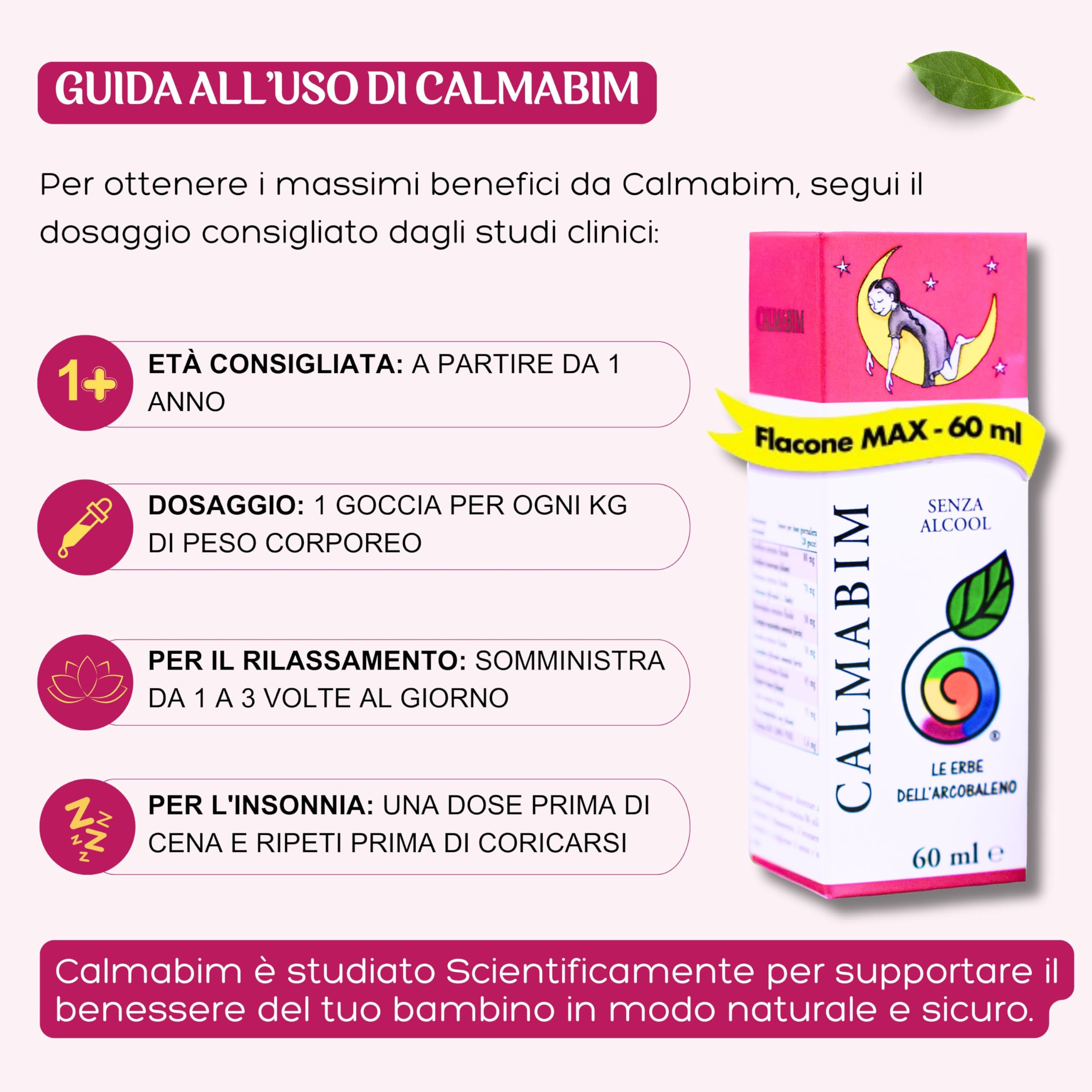 CalmaBim Gocce Per Dormire Bambini | Rilassamento Naturale Senza Melatonina Bambini | Favorisce un Sonno Tranquillo e Sereno | Passiflora, Camomilla, Vitamina B6 | Gusto Fruttato | Made in Italy 60 ml