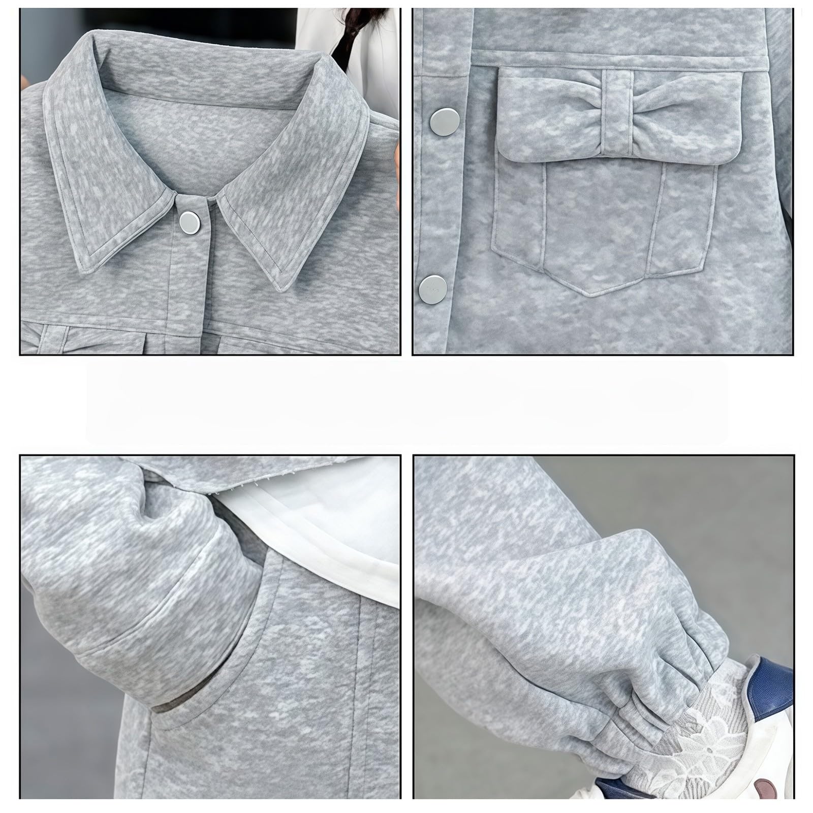 Crop-Jacke für Mädchen, mit Kragen, weites Bein, Trainingsanzug