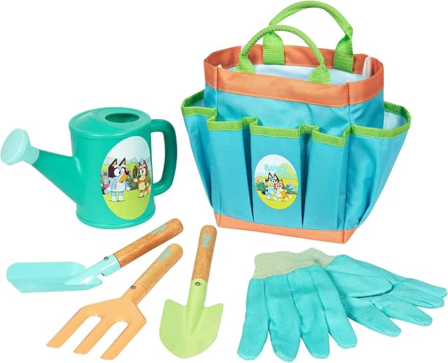 BLUEY Kids Gardening Set | Quality Garden Tool Kit for Kids and Toddlers | Includes Bluey Kids Watering can, Gloves, Two Shovels, rake and Bluey Tote Bag