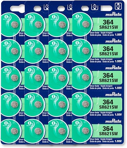 Murata 364 SR621SW - Batería de 1,55 V de óxido de plata, sustituye a Sony 364 (20 baterías)
