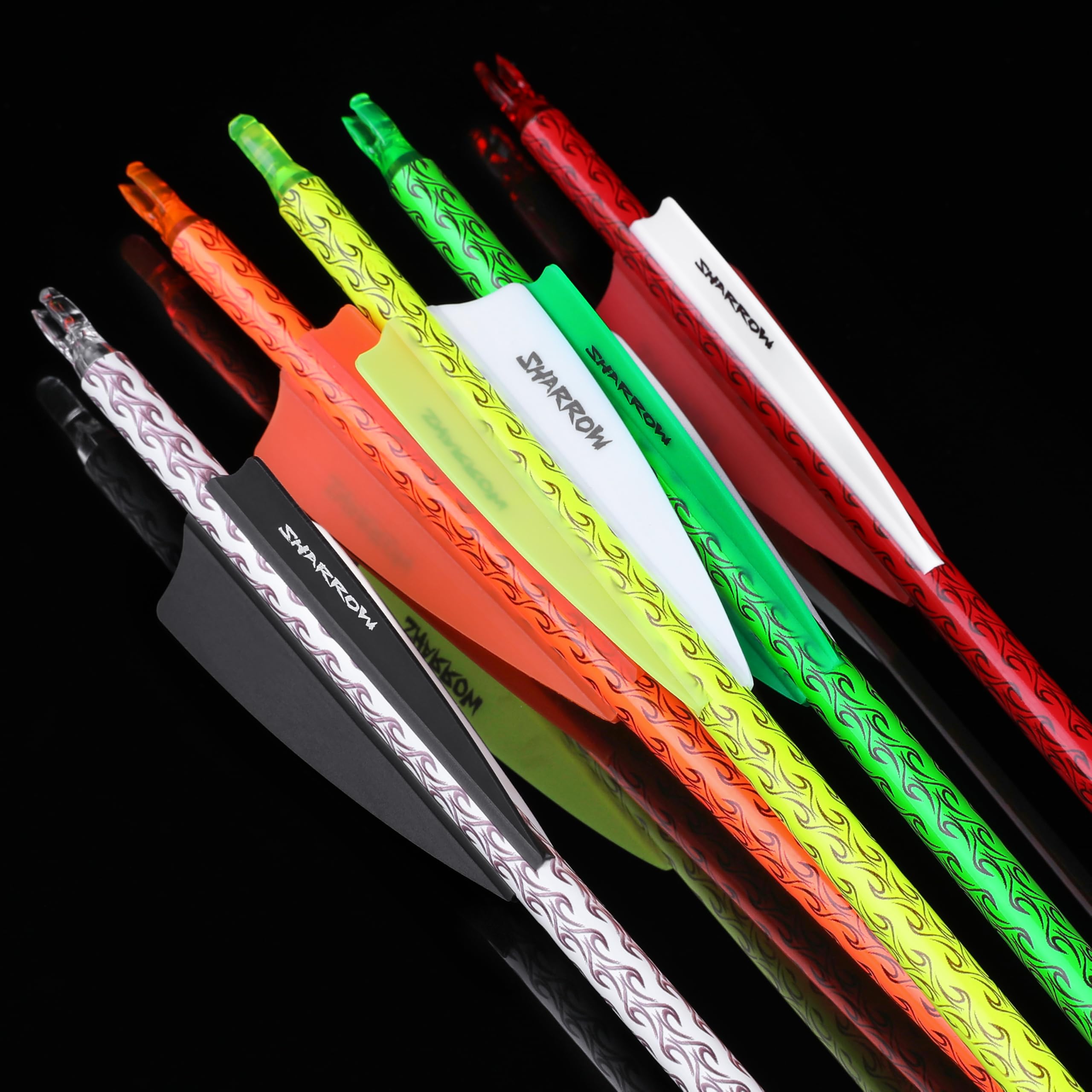 wolfman 30 Zoll Carbonpfeile für Bogenschießen Farbig Spine 500 Pfeile Carbon Zielpfeile Jagdpfeile mit 4 Zoll Federn Pfeile für Recurvebogen Compoundbogen