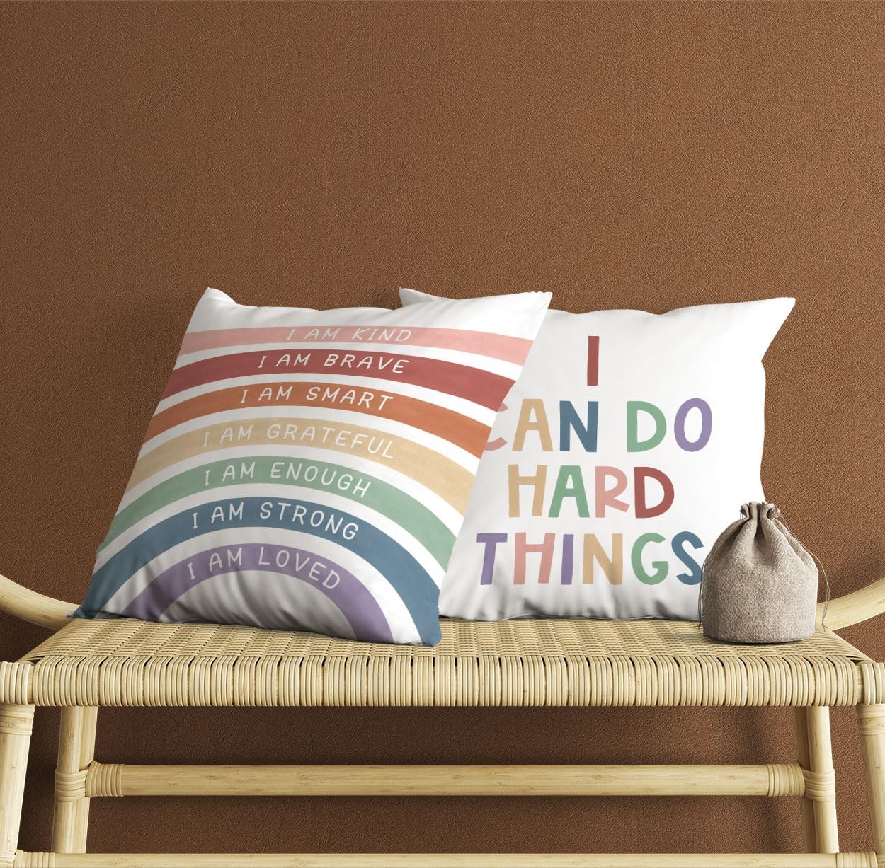 Rainbow Classroom Pillows, I Am Pillow Covers, 18x18, Set of 2 - Image 4