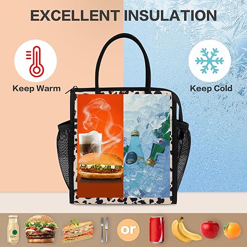 Miniatura 5 de Fmeida Bolsa de almuerzo, bolsa de almuerzo aislada para mujeres adultas, contenedor grande para lonchera, reutilizable, a prueba de fugas, bolsa de