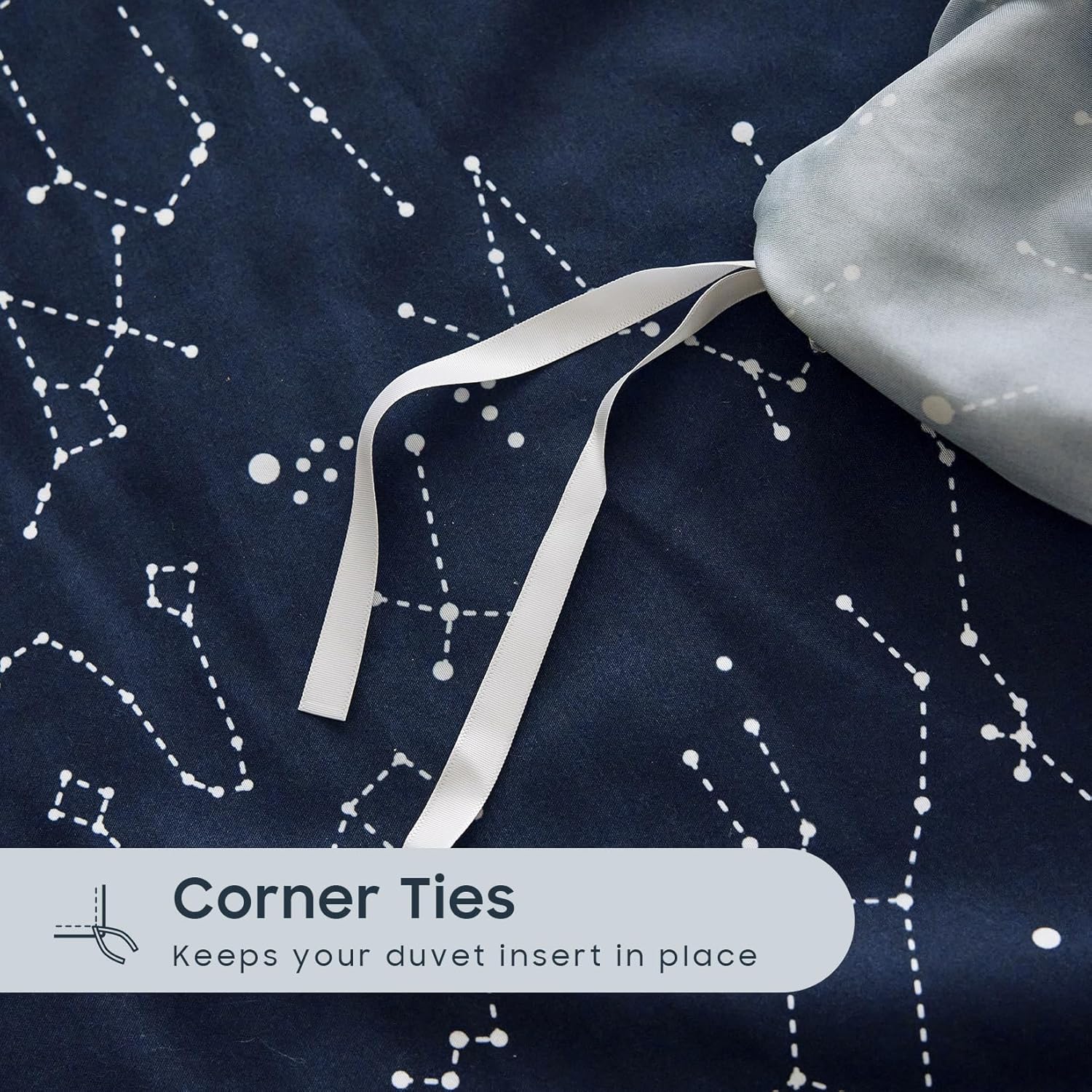 Wake In Cloud - Constellation Duvet Cover Set, Space Witchy Star Celestial Galaxy Astrology for Teen Kids Boys Girls, Soft Lightweight Bedding, 3-Piece, Navy Blue, Twin/Twin XL Size - Image 7