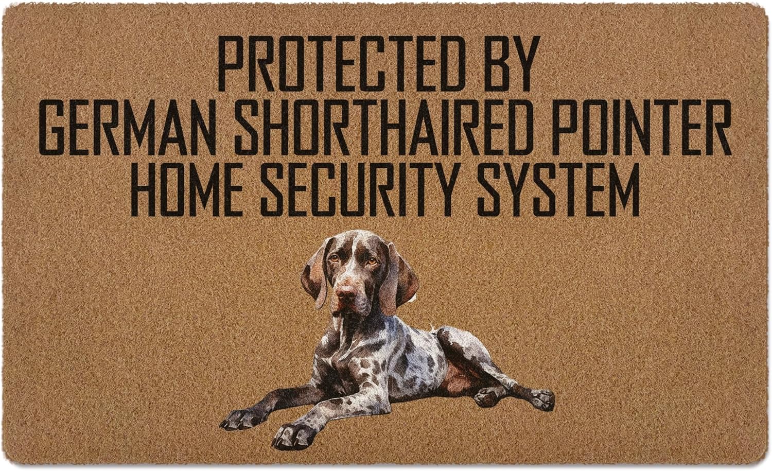 Shorthaired Door Mat, Dog Welcome Mat, Funny Protected by Shorthaired Home Security System Coir Door Mats Outdoor Indoor Outside Entrance, ShorthairedGifts for Dog Lovers Doormats 17X29 Inch