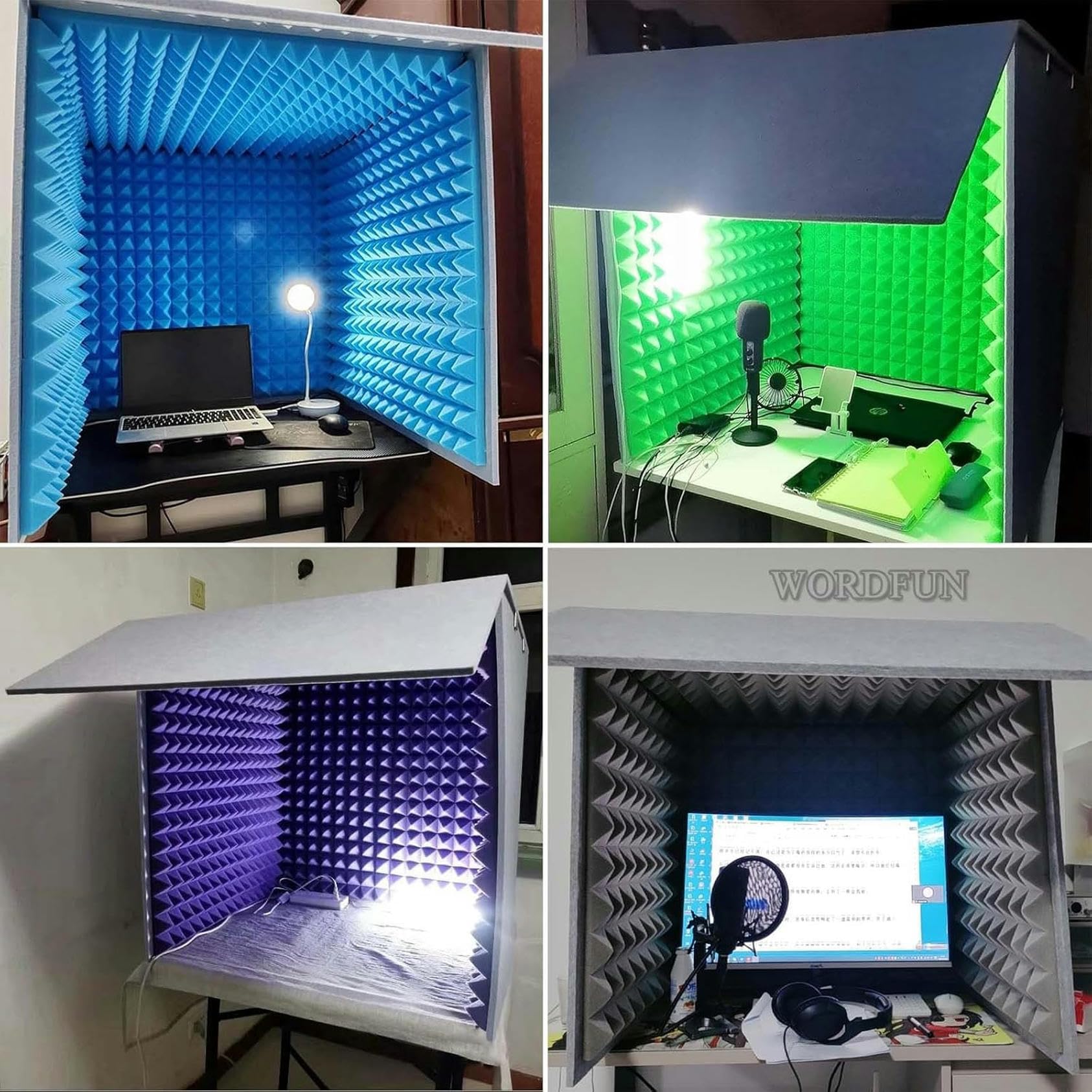 Studio d'enregistrement Rapide Cabine d'enregistrement, for Home Studio, Enregistrement Musical, podcasting, traitements acoustiques(Gris)