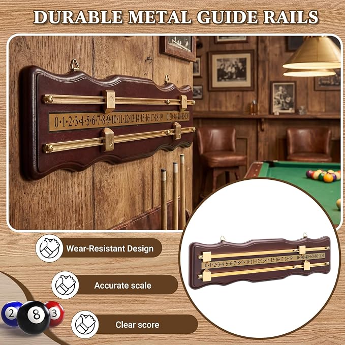 Marcador de billar de madera Lewtemi para pared miniatura 4