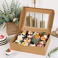Vista 4 de Moretoes 34 juegos de cajas para cupcakes, capacidad para 12 cupcakes cada una, recipientes marrones con ventana e insertos, 13 x 10 x 3.5 pulgadas