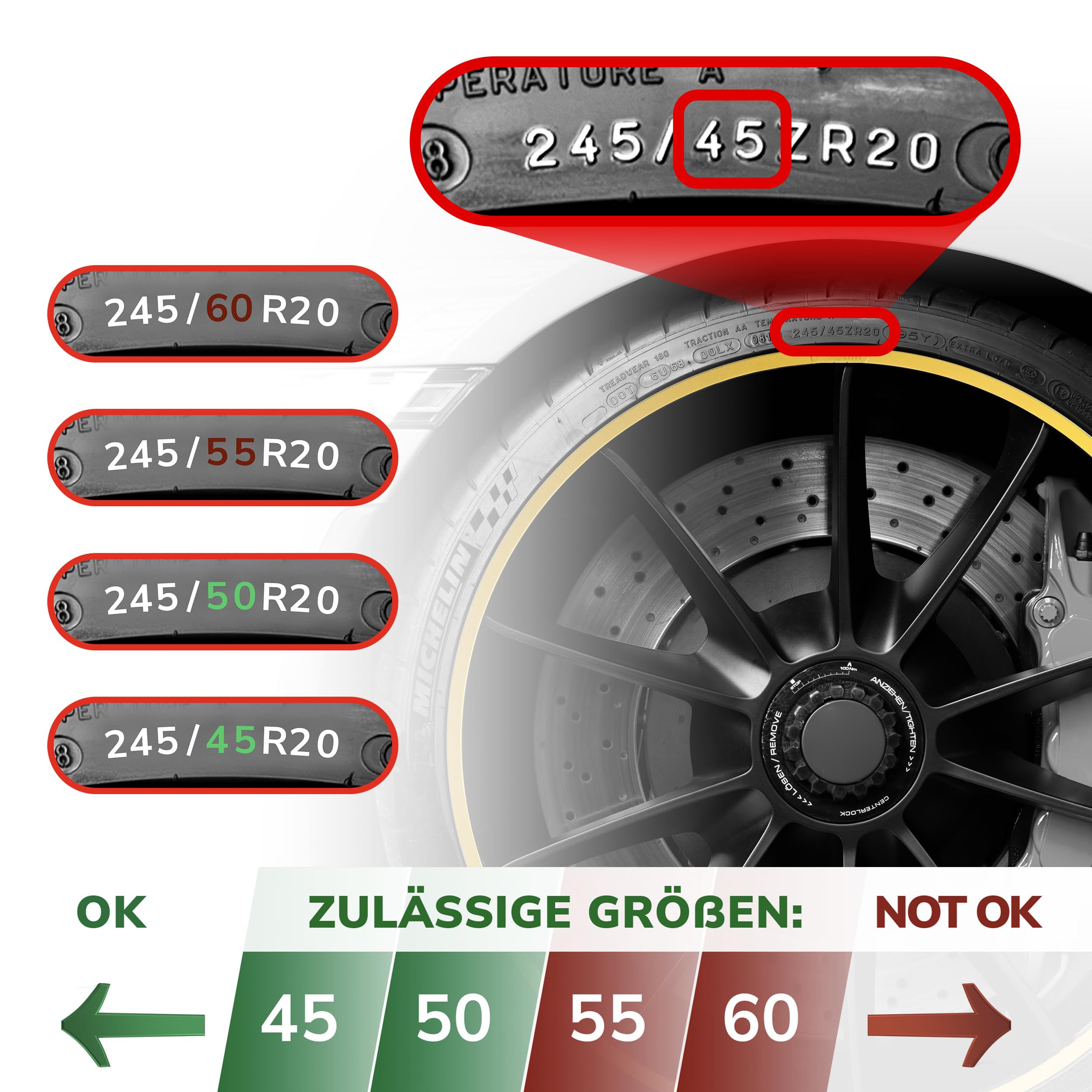 Deluxe Line Aluminium 4 x Felgenschutzring, Hochwertiger Schutz für Autoreifen & Felgen, Langlebiger Rundumschutz, Kratzfest & Wetterbeständig, Einfache Montage (19, Zoll)