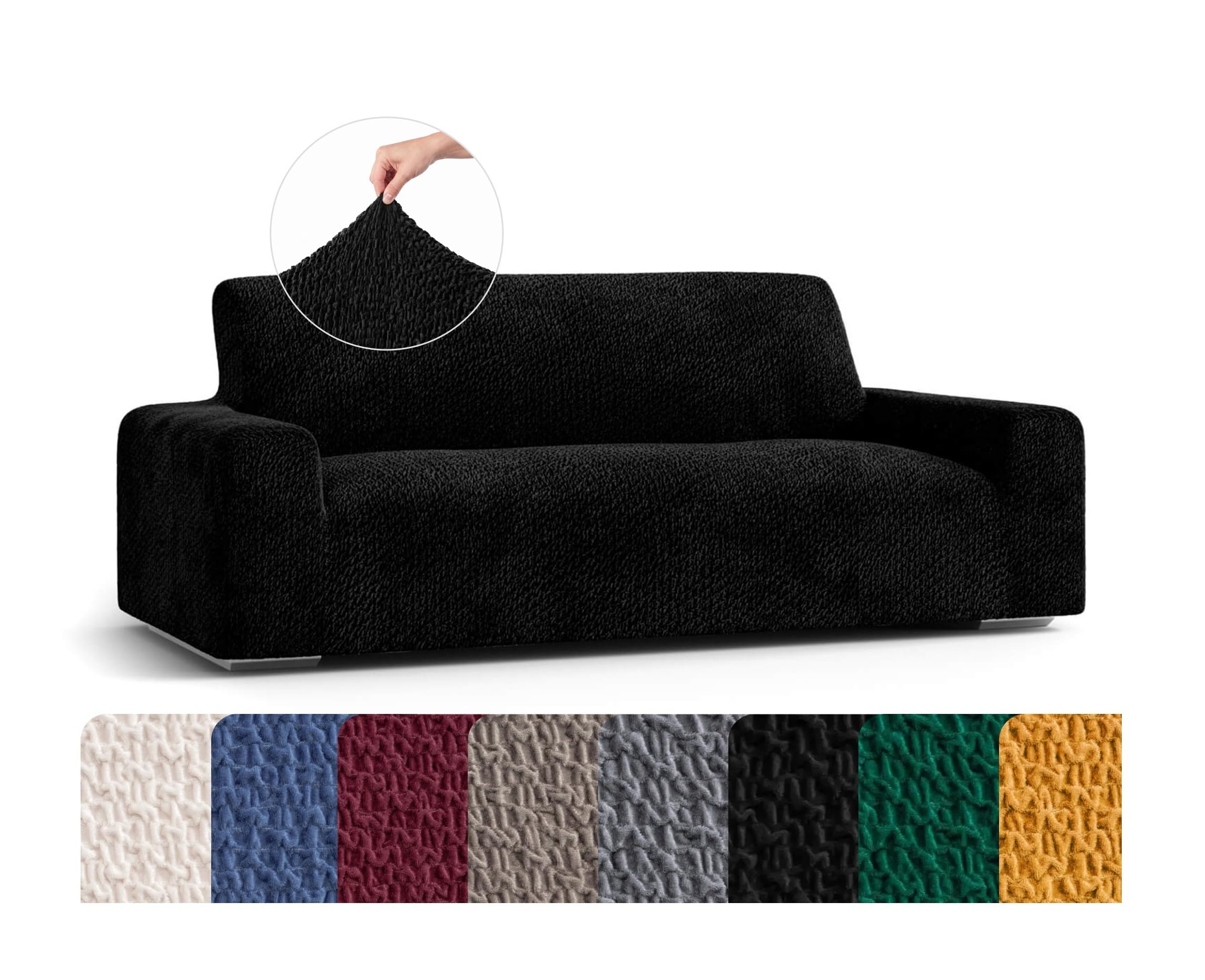 Mamma Mia Covers PAULATO BY GA.I.CO. Sofa Slipcover - Loveseat Slipcover - Stretch Armchair Cover - Soft Polyester Fabric Slip Cover - Velvet Collection - Black (58"-76" Wide)