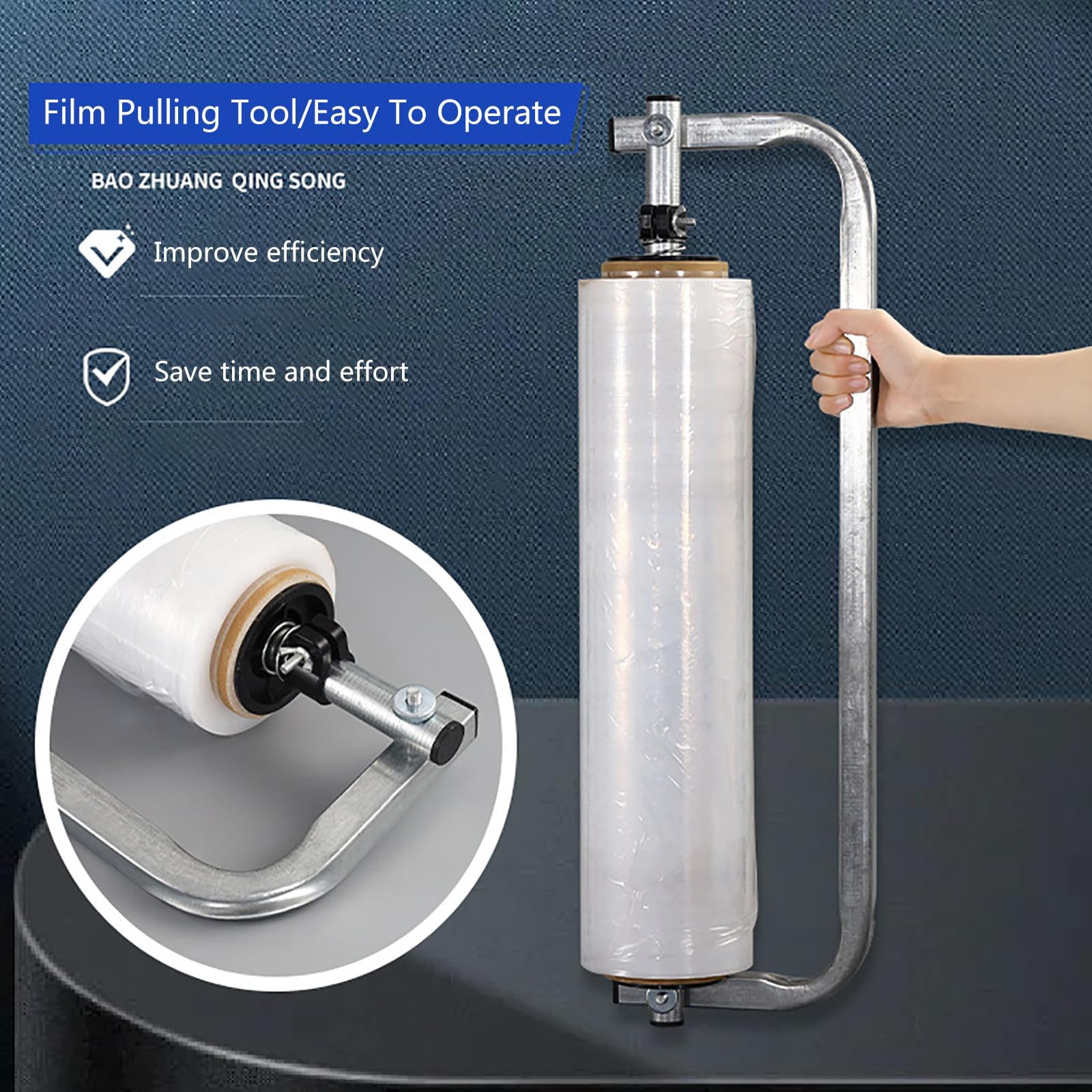 Máquina Manual para Envolver con Film Estirable, dispensador portátil de Film para palets para envíos y mudanzas, tensión Ajustable. (60cm)