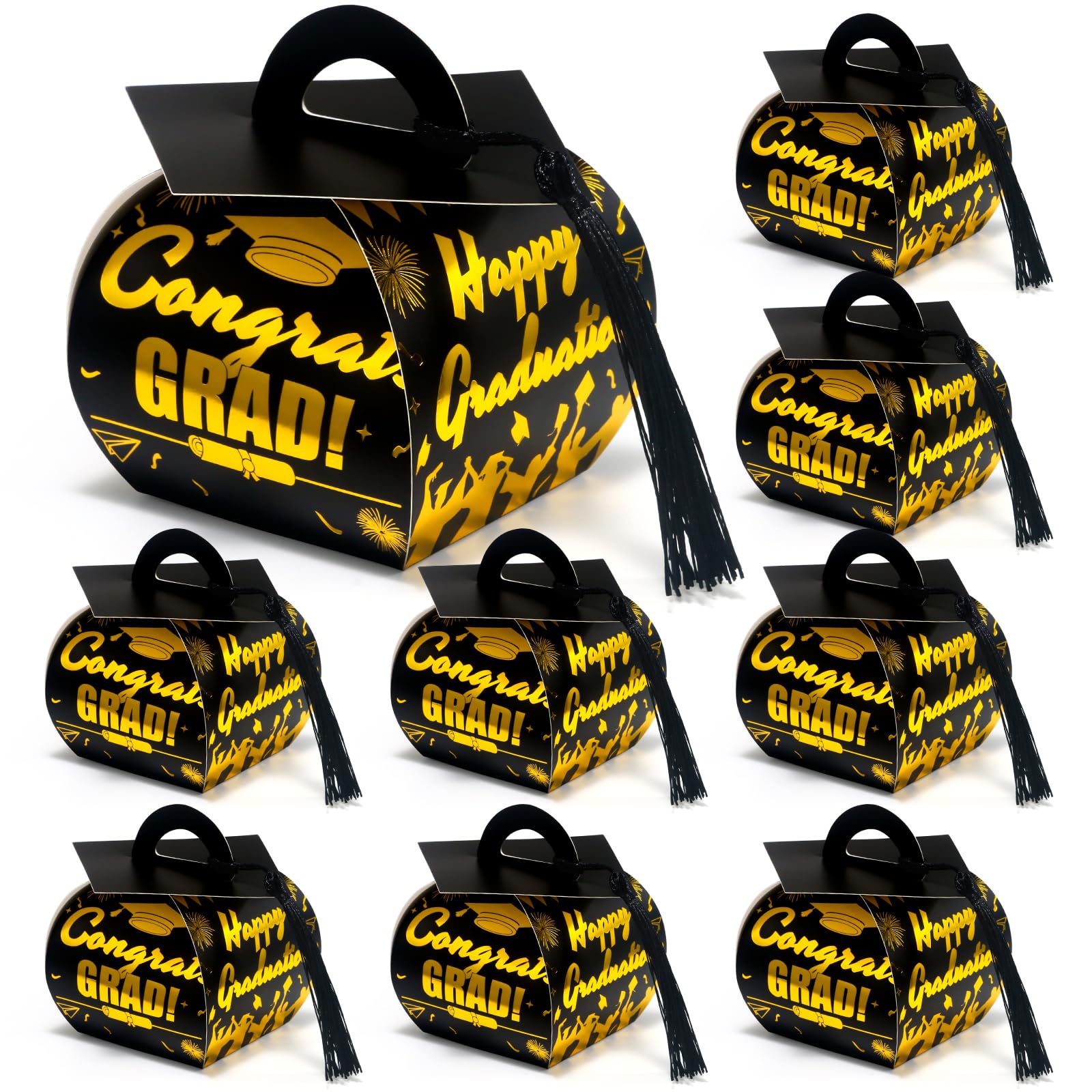COTOPHER 36 Pcs Graduation Cap Gift Boxes with Tassel, Class of 2026 Graduation Candy Boxes Centerpieces for Tables Party Decorations, Mini Treat