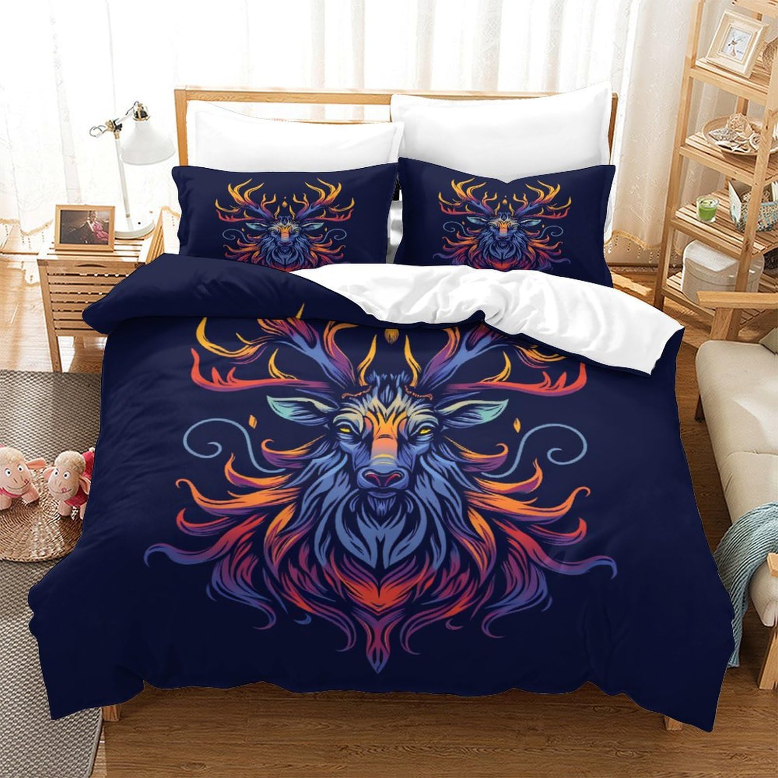 Stampato in 3D Pronipote tibetano Copertina Stampata Microfibra Disegnata Biancheria Da Letto Con Chiusura A Cerniera Set 3 Pezzi,Double（200x200cm）, Per Adolescenti E Adulti