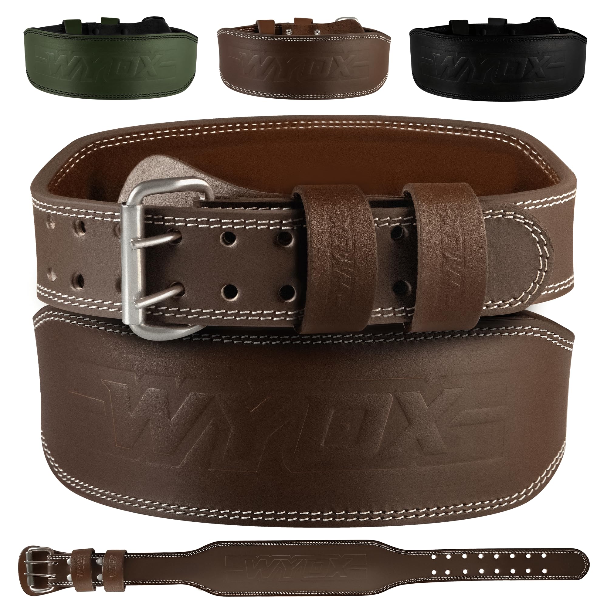 WYOX Weight Lifting Belt for Gym Fitness – Cowhide Leather, 4” Padded Lumbar Back Support lifting Belt, 8 Adjustable Holes, Ideal for Powerlifting, Bodybuilding, Deadlift, Squat & Strength Training
