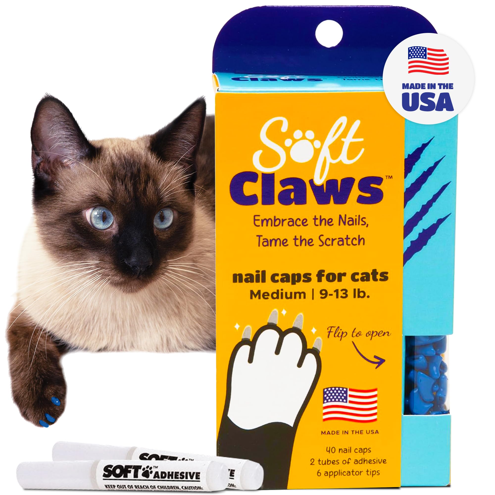 Soft Claws For Cats - Cls (Cleat Lock System), Size Medium, Color Blue