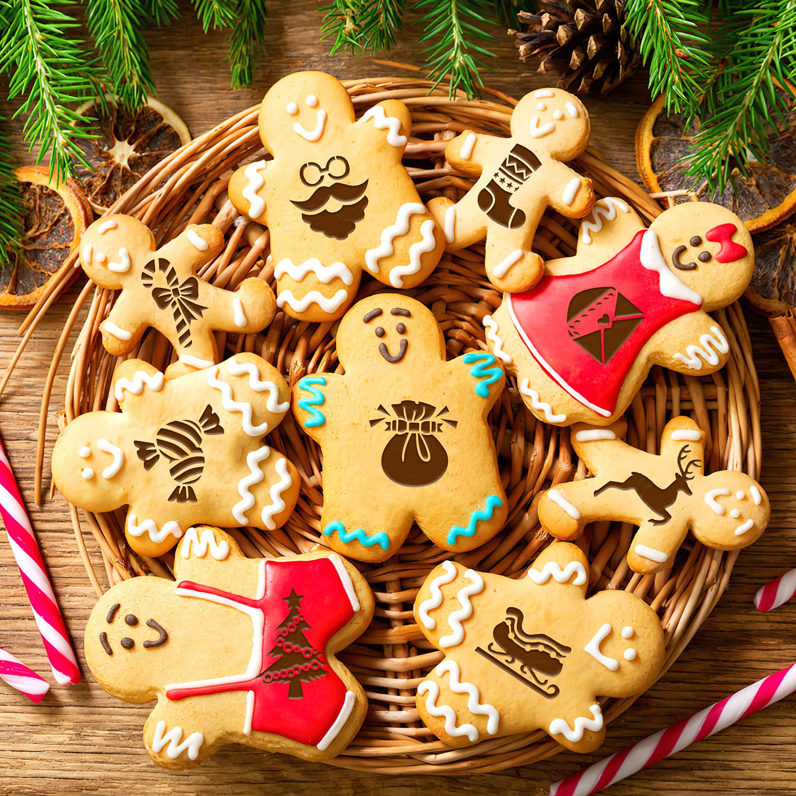 Christmas Cookie Stencils Decoration, Konsait 30Pack Merry Christmas Snowflakes Stencil, Reusable Plastic Painting DIY Crafts Templates for Baking Royal Icing Cake Coffee Card Xmas New Year Gifts - Image 5