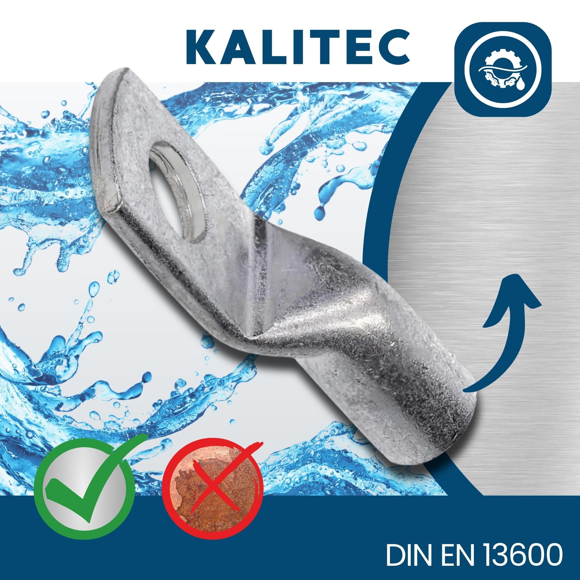 Kalitec HR95-8 - 10 capicorda tubolari, 95 mm², M8, senza foro di vista, made in Germany