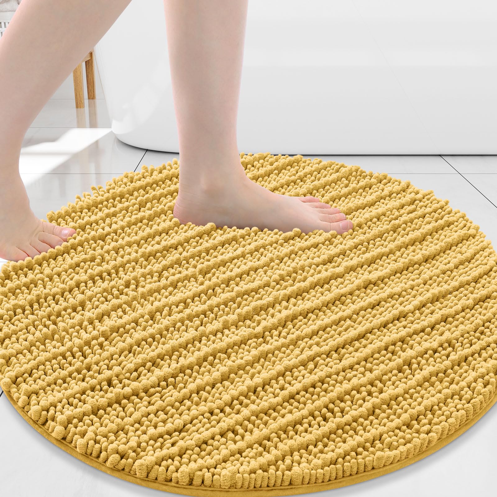Arotive Round Bathroom Rugs 24x24, Soft Absorbent Chenille Shaggy Bath Mat