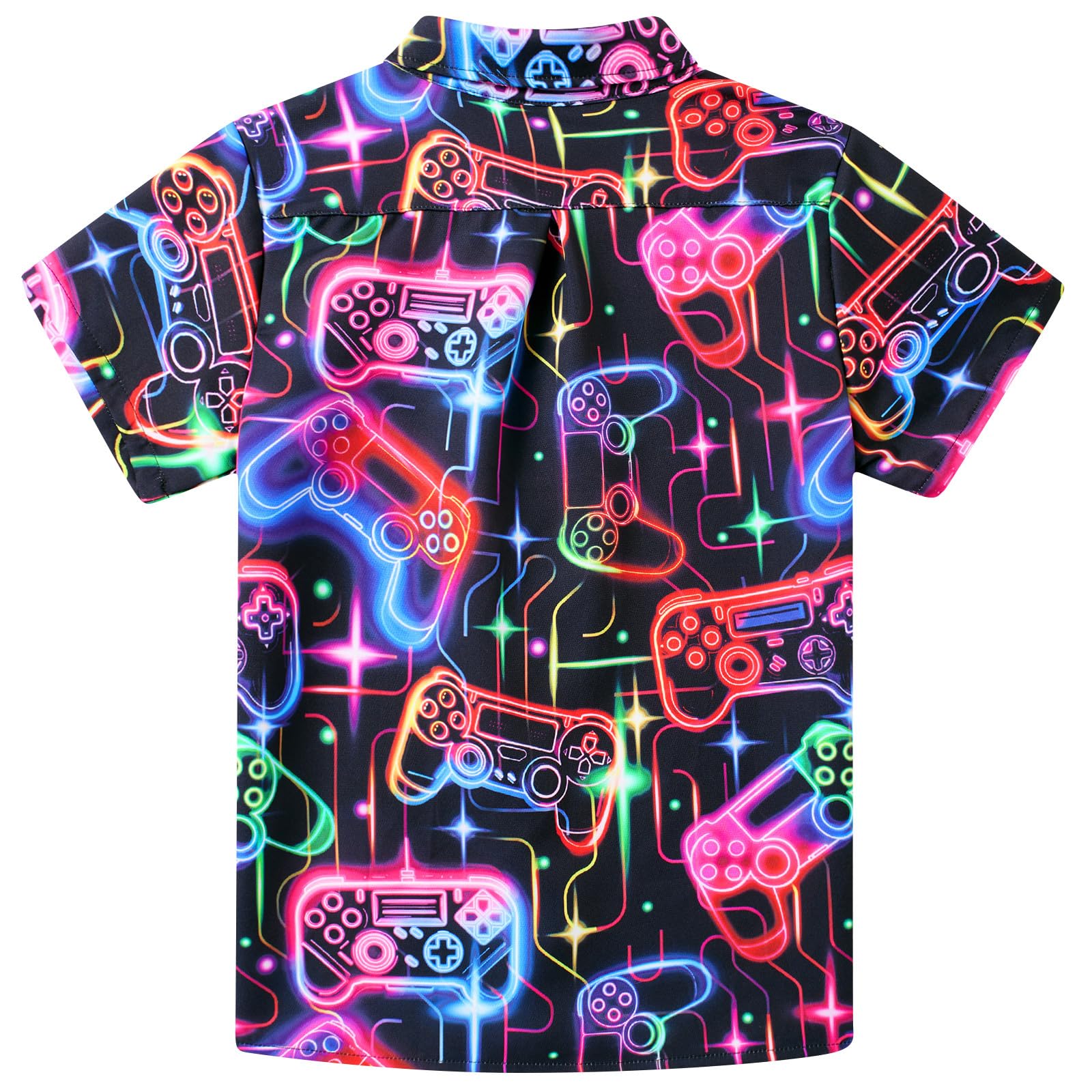 Fanient Chemise à manches courtes pour garçon - Chemise de loisirs - Imprimé fluo - Chemise quotidienne pour enfants de 7 à 14 ans