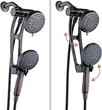 High Pressure 48-mode Luxury 3-way Combo with Adjustable Extension Arm – Dual Rain & Handheld Shower Head – Extra Long 6 Foot Stainless Steel Hose – All Oil Rubbed Bronze Finish – Top US Brand