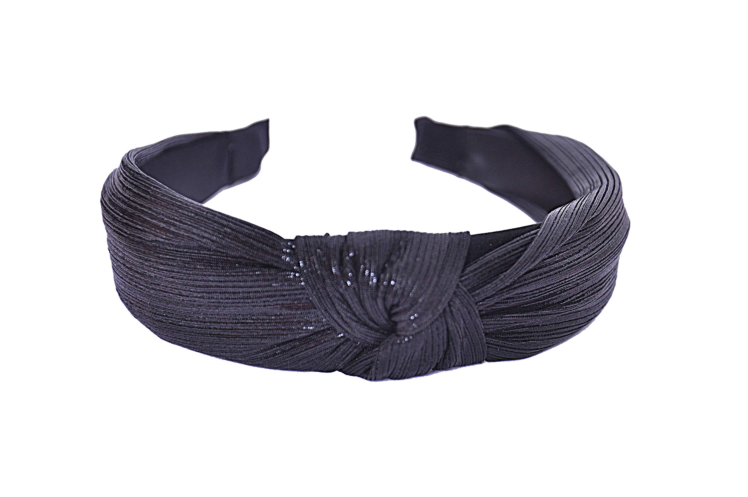 Vogue Hair AccessoriesSolid Shimmer Fabric Knot Plastic Hairband Headband for Girls and Women (Black)