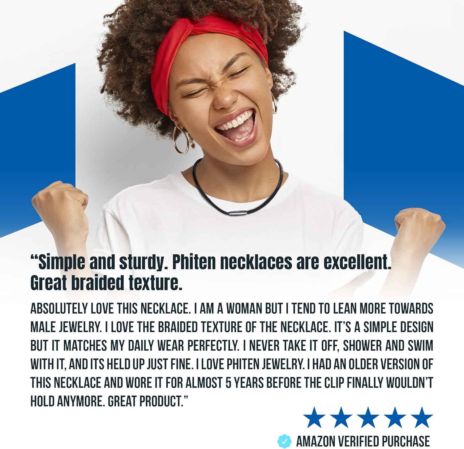 Phiten X50 Titanium High End Moda Deluxe Necklace - Faux Leather Necklace Cord with X50 Aqua-Titanium - Elastomer Core with Micro Titanium Spheres and Stainless Steel Clasp - Black, 20 Inch