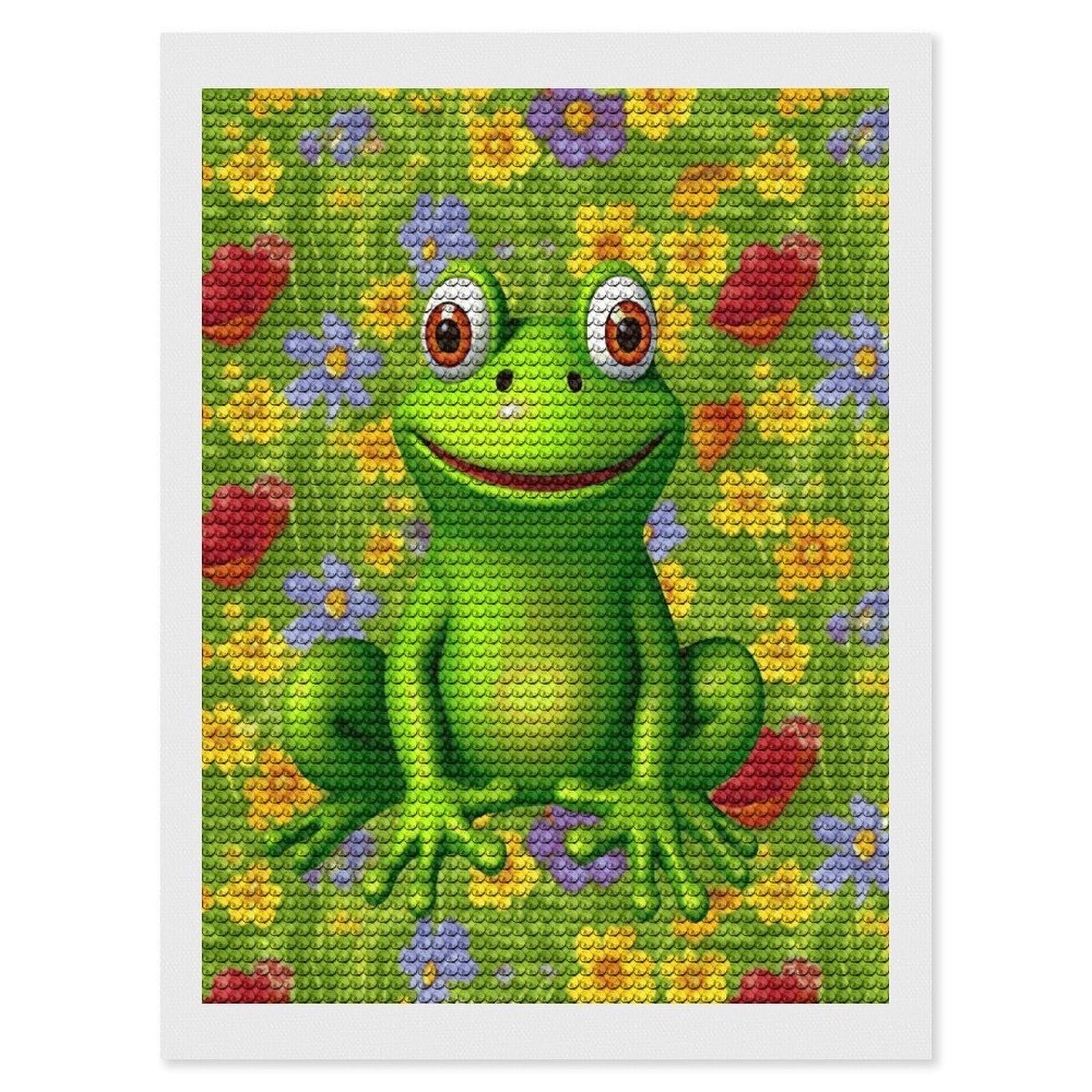 FodPand Frog Diamond Art Kits for Adults Diamond Painting Kits for Beginner 5D DIY Full Round Drill Diamond Dot Painting Gem Art Crafts for Home Wall Decor