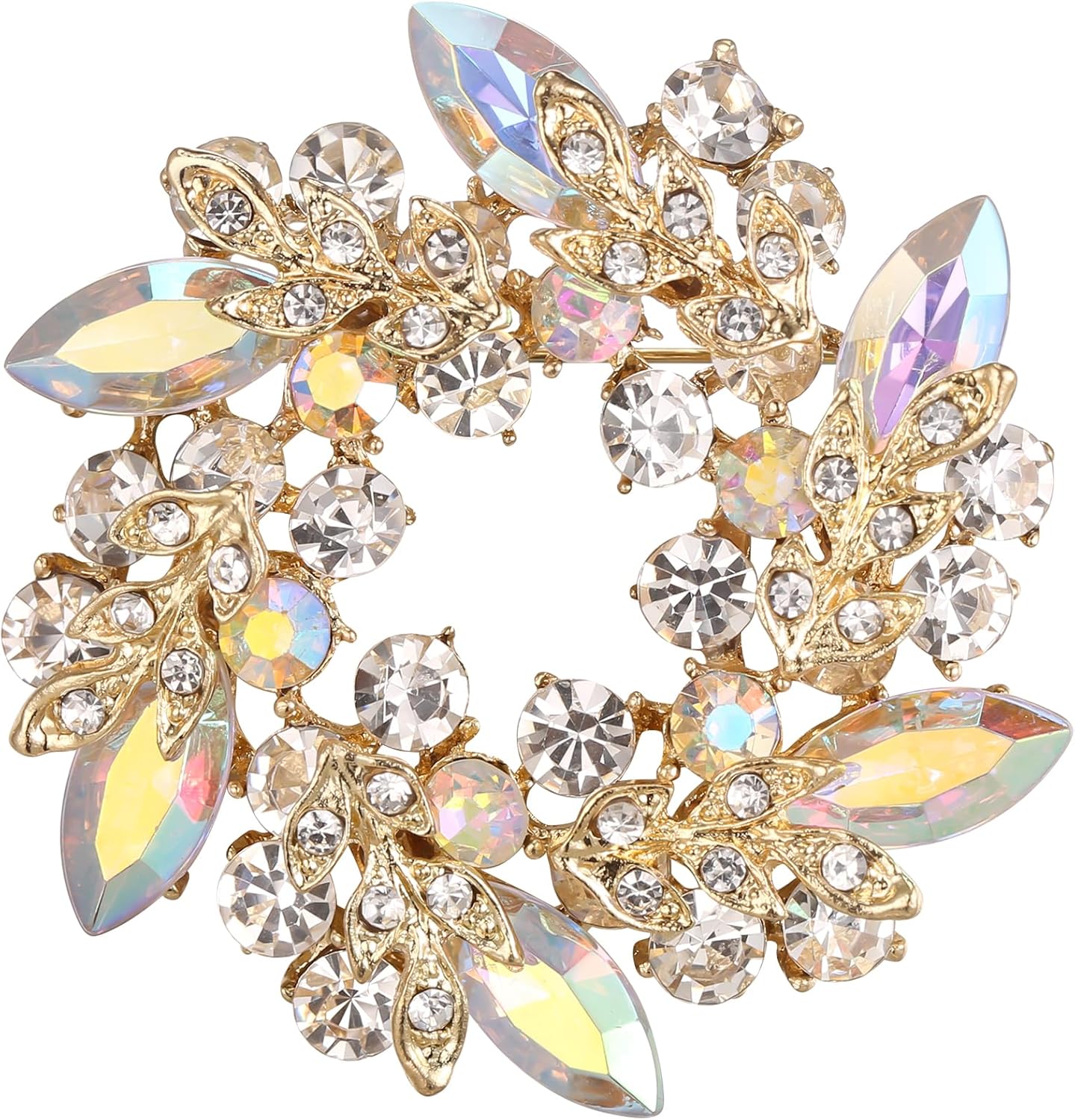 EVER FAITH Austrian Crystal Wedding Corsage Jewelry Accessory Bridal Flower Wreath Brooch Pin for Women