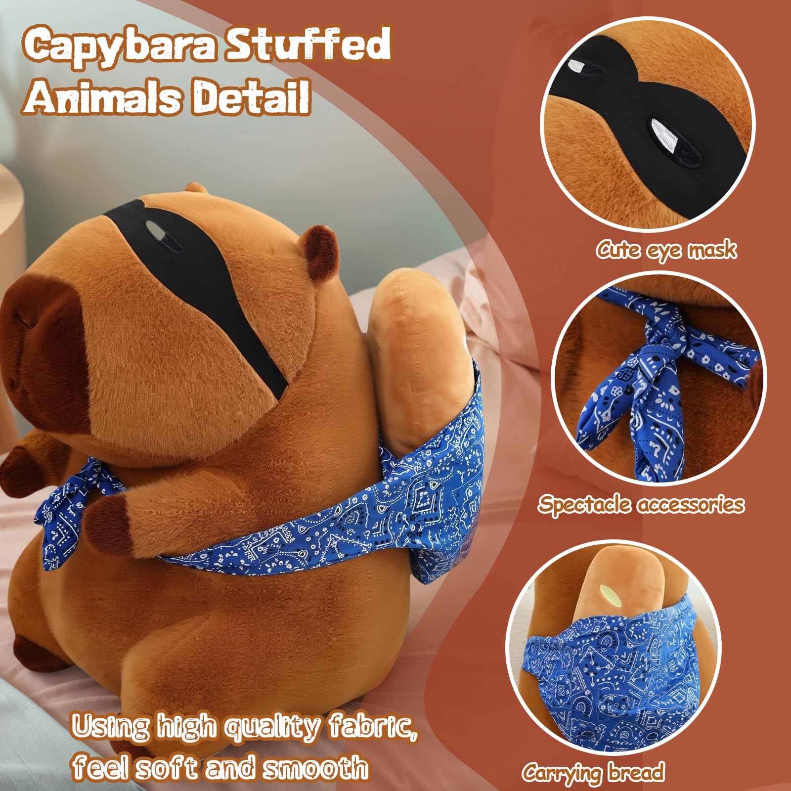NXNYNZ 12 Inch Cute Capybara Plush Kawaii Soft Capybara Plush Doll Pillow with Bread Capybara Stuffed Aniamls Toys for Girls Kids Adults Birthdays Valentines Gift ()