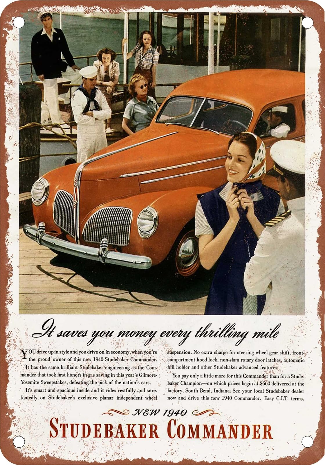 METAL SIGN - 1940 Studebaker Vintage Ad 01 - Old Retro Rusty Look home decor