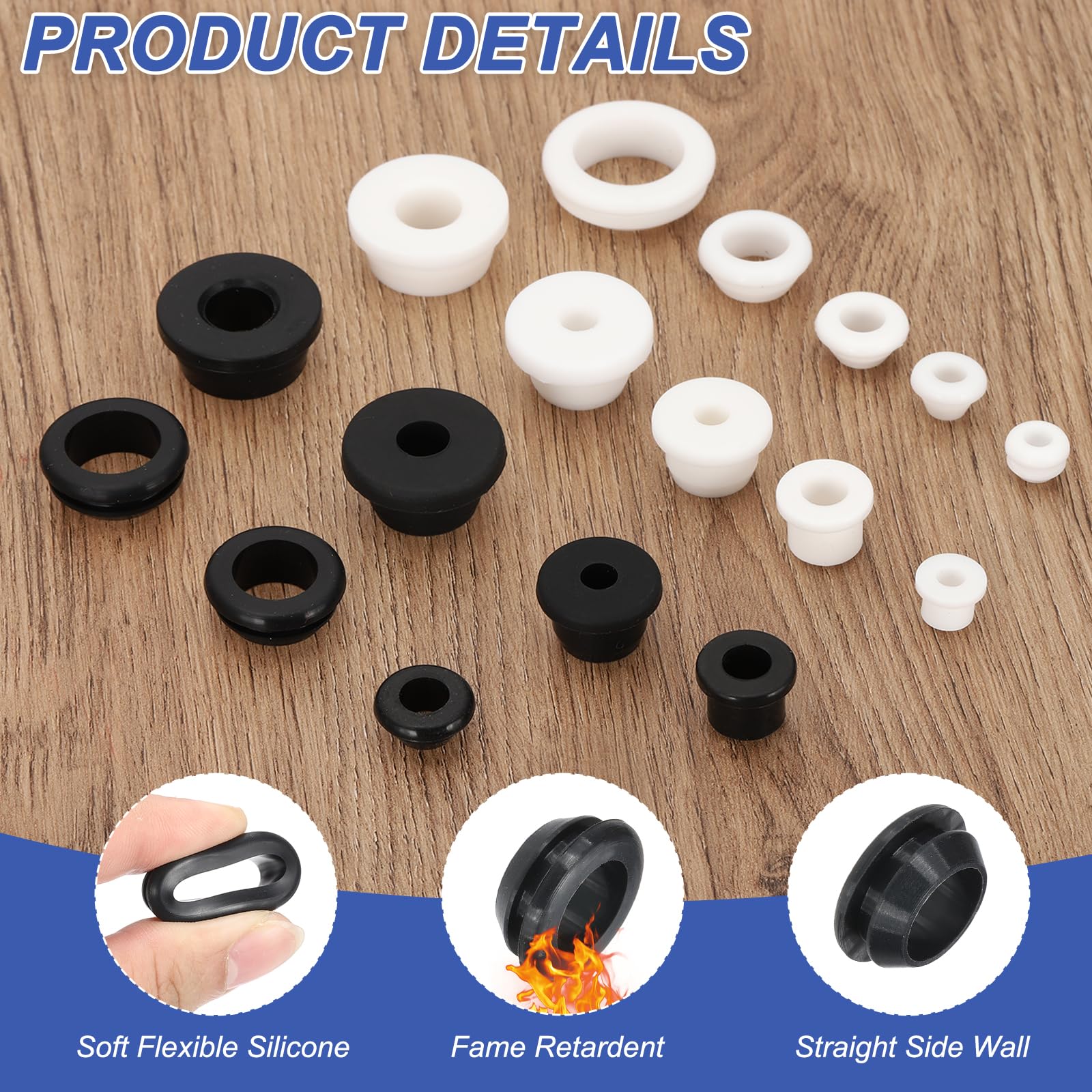 PATIKIL Silicone Rubber Grommets, 22 Pcs 11/16"(17mm) Drill Hole - Image 3