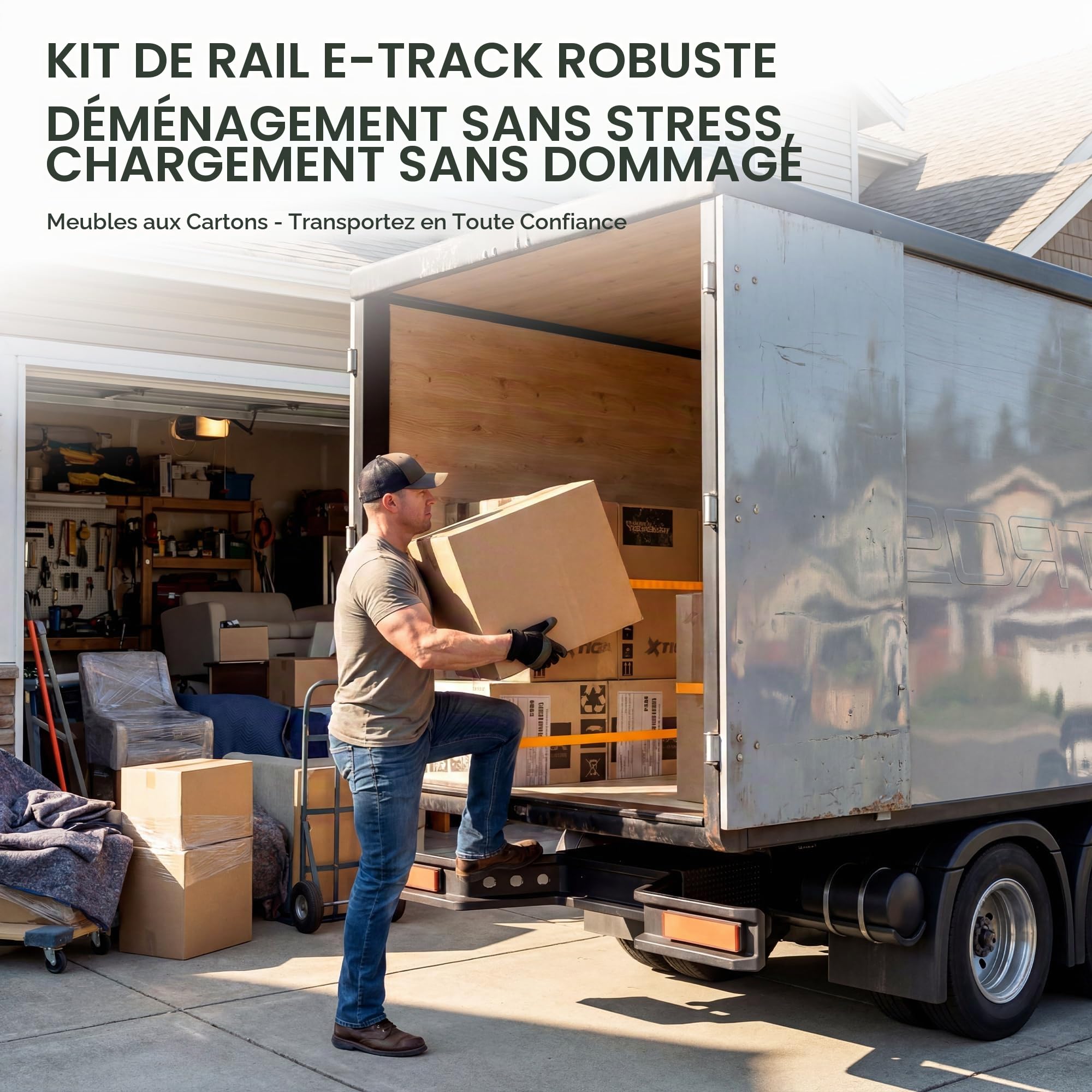 Kit Rail d'Arrimage E-Track 20 Pièces, 5 Rails de 1,52 m | Capacité Max. 998 kg, Anneaux en D, Anneaux en O Renforcés, Sangles à Cliquet, Pour Fourgon, Remorque, Utilitaire