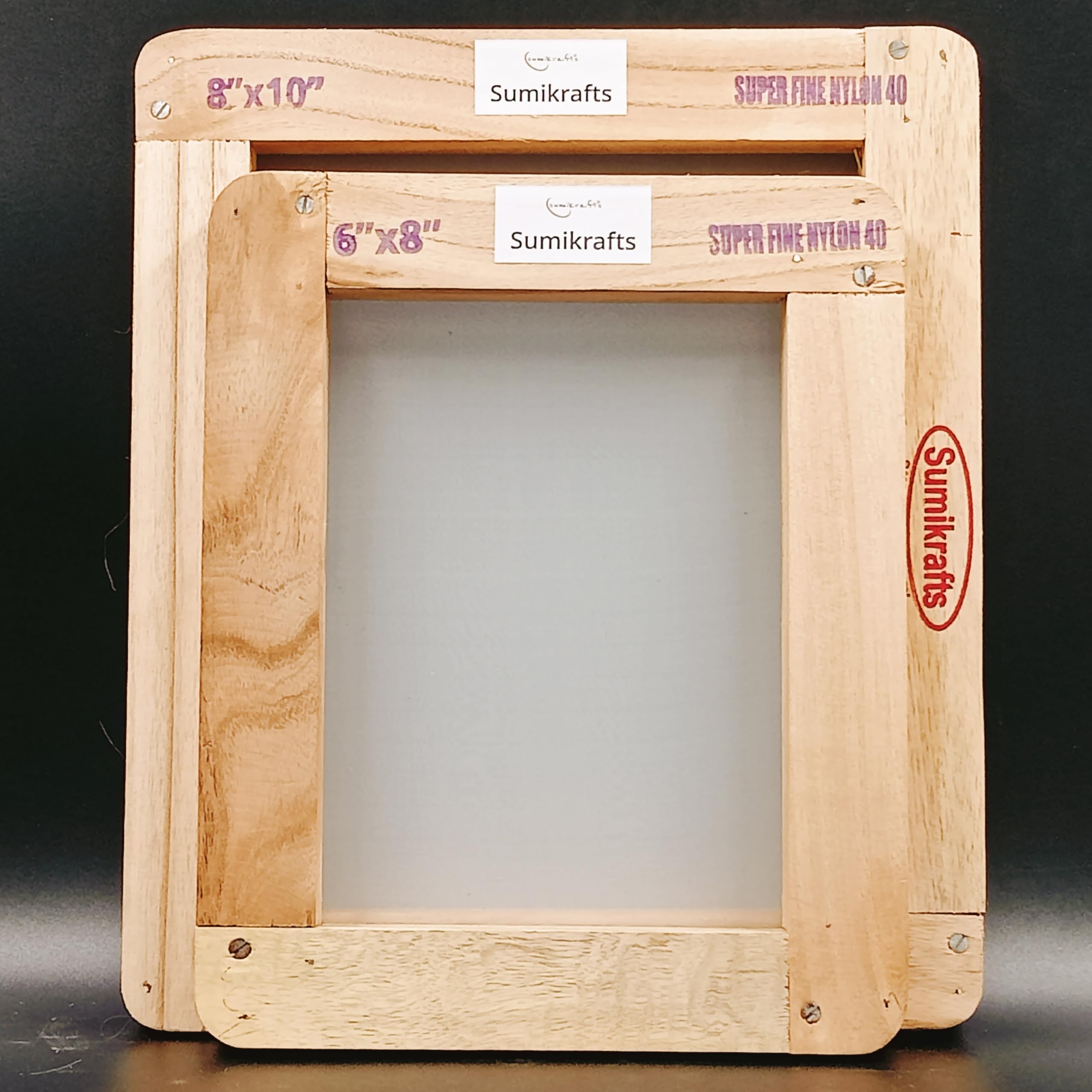 Sumikrafts Screen Printing Wooden Frames Set -2 Assorted Sizes (6x8, 8x10 inches) with Pre-Stretched Mesh No. 40 – for Textile and Craft Printing Projects-image-29