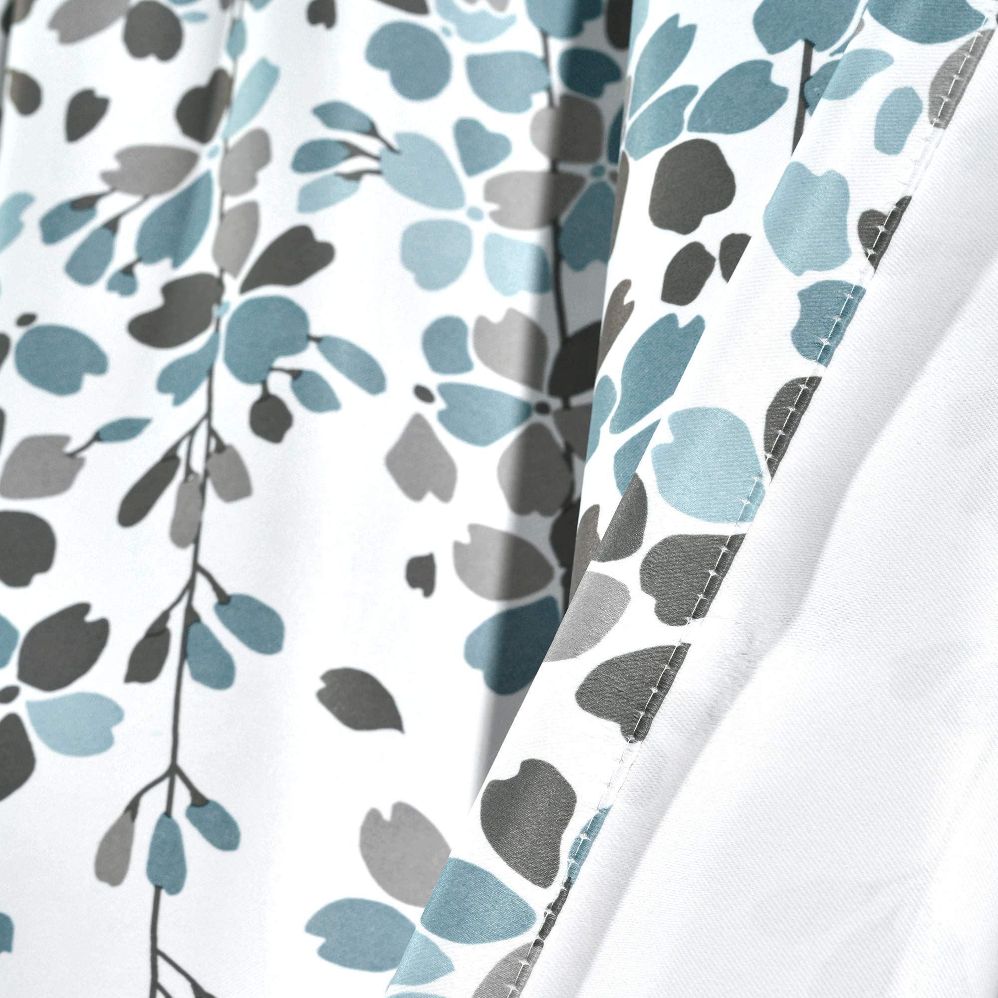 Lush Decor Verdunklungsvorhänge mit weinenden Blumen, für Wohnzimmer, Esszimmer, Schlafzimmer, 132 cm B x 160 cm L, Blau und Grau