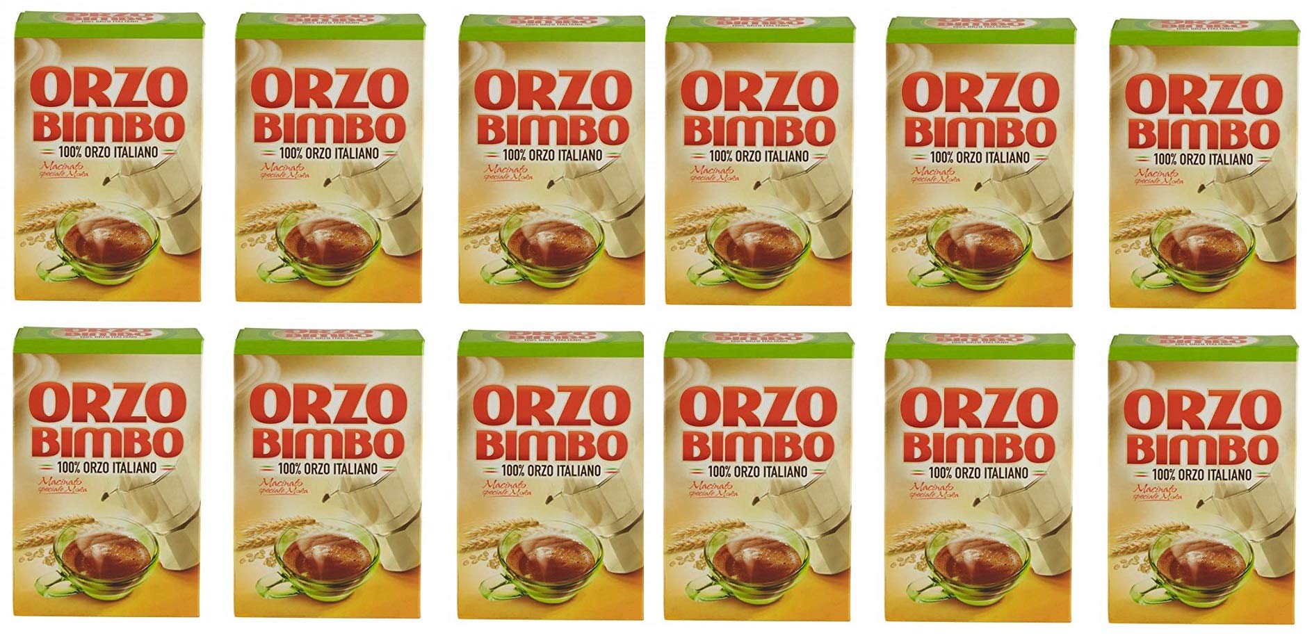 Orzo Bimbo Lot de 12 boîtes de 500 g de café moulu Moka soluble Orge céréales Café