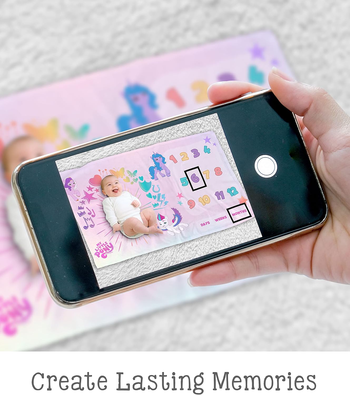 LOGOVISION My Little Pony Baby Milestone Blanket, 36"x58" Pony Friends, Unisex for Baby Boy and Girl