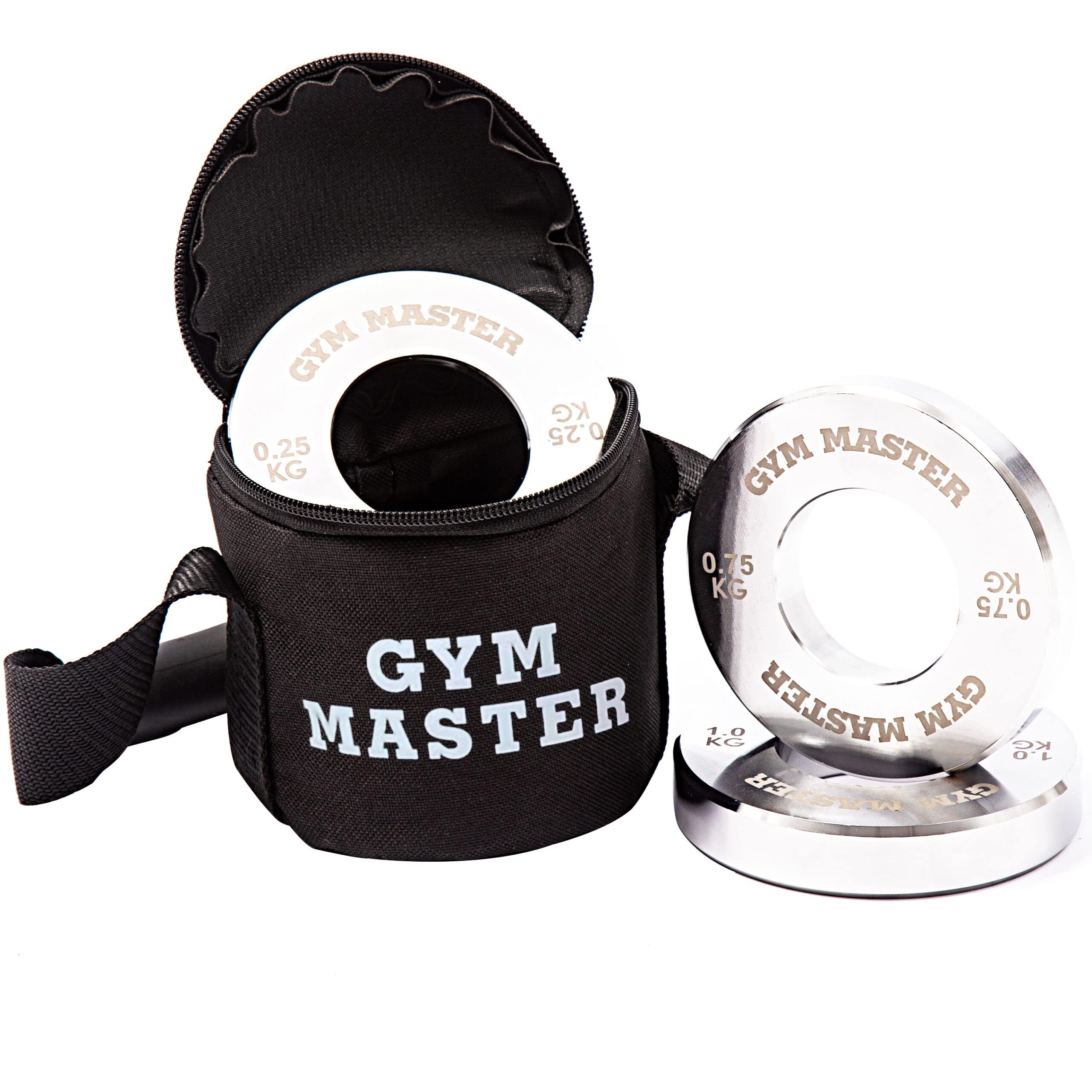 GYM MASTER Pair of Olympic 2" Fractional Change Weight Plates Precision Steel Discs - Full Set with Bag (5kg)