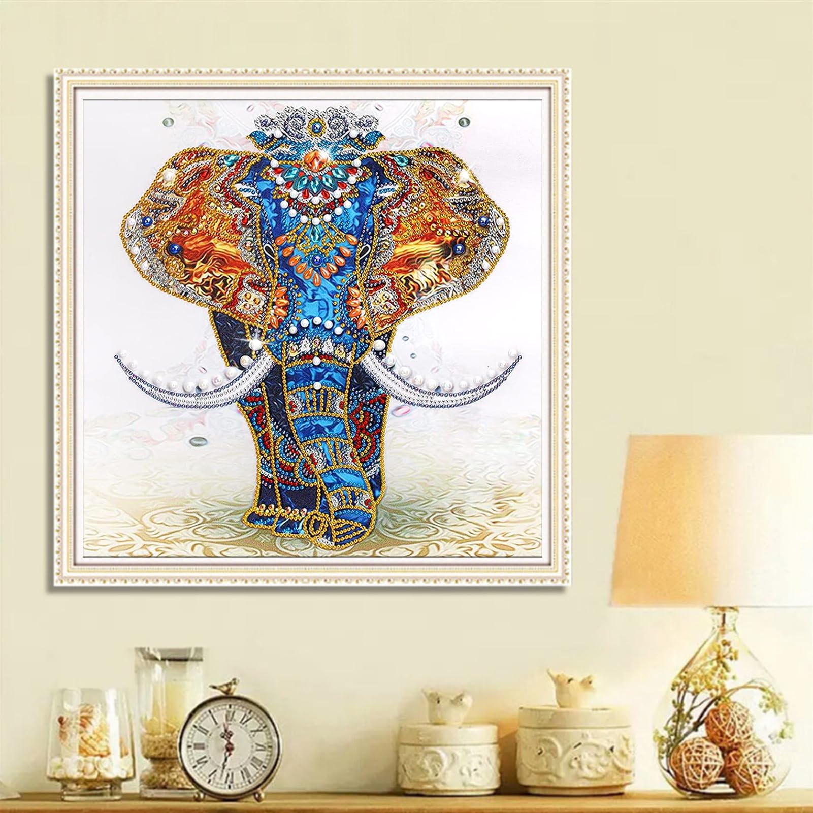 MOGTAA Elefante Diamond Painting Kit Completo, Animali Diamond Painting Bambini Adulti, Kit Di Pittura A Diamante 5D Fai Da Te, Strass Painting Decorazione Per Casa 30x40cm