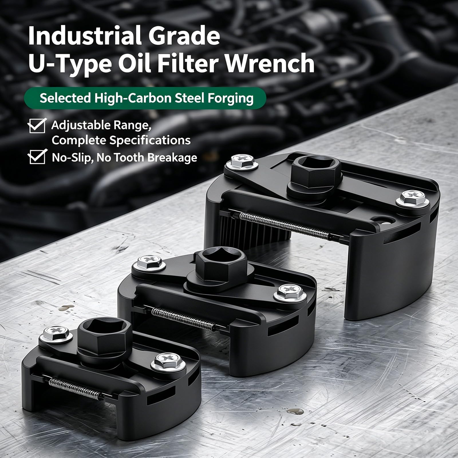 Llave de servicio de filtro con unidad de 1/2 pulgada y removedor de fundición en forma de U para trabajo apretado del compartimento del motor y mantenimiento de rutina del vehículo, herramienta
