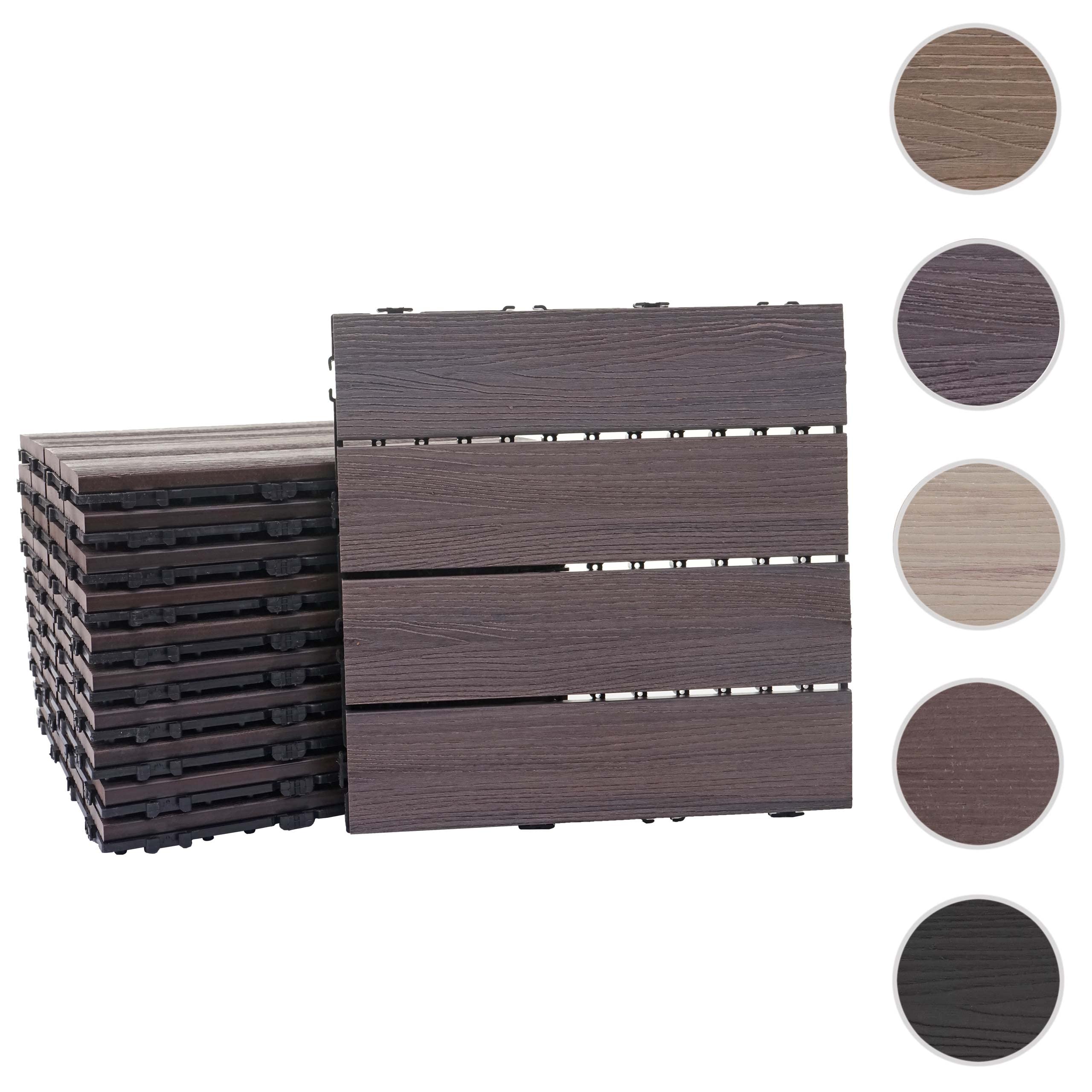 Mendler WPC HWC-E20 - Baldosa para Suelo (Aspecto de Madera, para Balcones y terrazas), 11x je 30x30cm = 1qm, geprägt Grau-Braun
