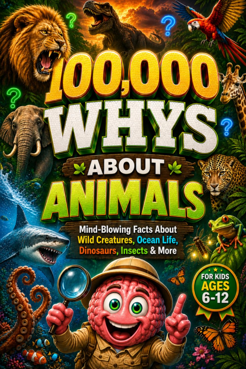 100,000 WHYS About Animals: Mind-Blowing Facts About Wild Creatures, Ocean Life, Dinosaurs, Insects & More, 100000 whys kids book, building the ultimate brain 100000 why (encyclopedia for kids)