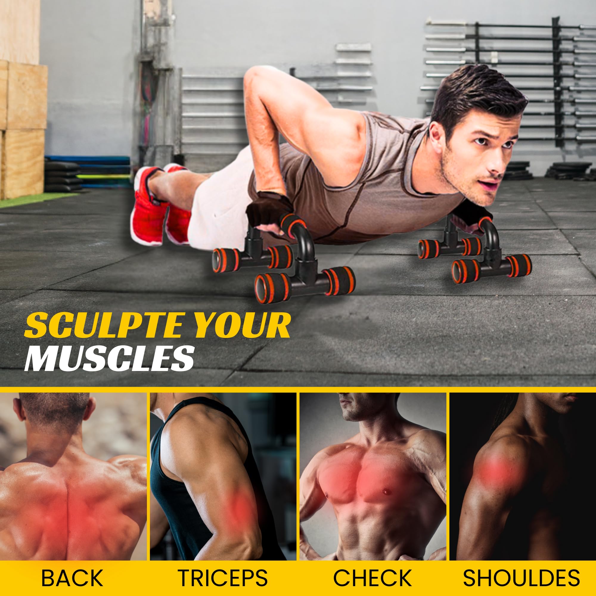 Barre Parallele per Flessioni. Maniglie Push Up Antiscivolo per Trazioni per Fitness, Yoga, CrossFit, Uso Interno ed Esterno.